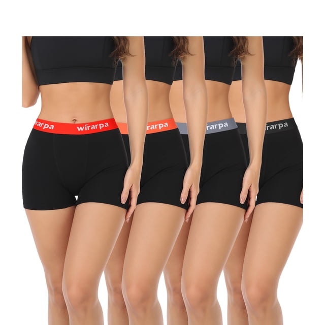 Wirarpa boyshorts voor dames, slipje, katoenen boxershort voor dames, ondergoed, shorts met katoenen kruis, verpakking van 4 stuks, M