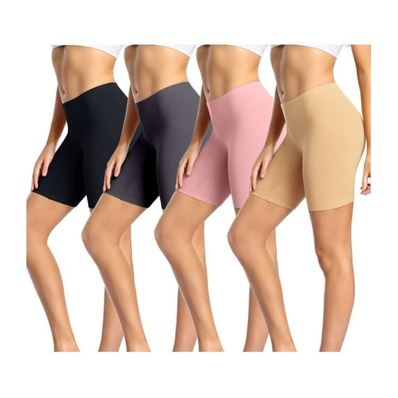 wirarpa Women's Soft Cotton Boy Shorts Underwear, Anti-Chafing, Long Leggings, 4 Pack, Multicolor, Size 10