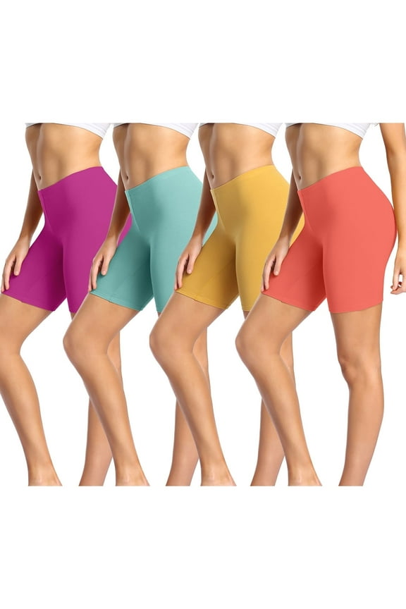 Women's Cotton Boy Shorts Underwear Anti-Chafing Biker Panties, Multicolor, Size 9