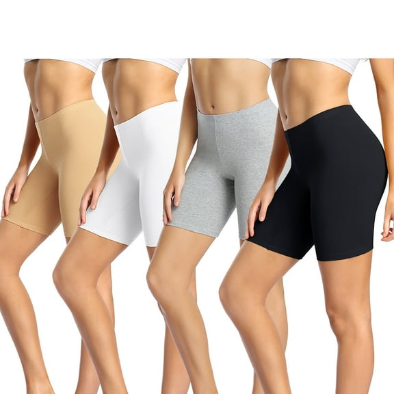 wirarpa Women's Cotton Long Leg Boy Shorts Underwear, Anti-Chafing Soft Biker Shorts, 4-Pack, Multicolor, Size 5
