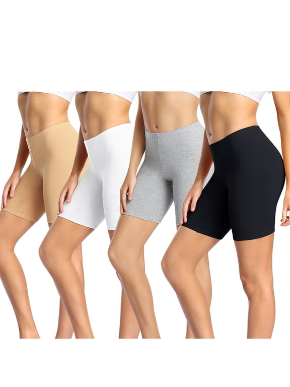 Women's Cotton Long Leg Boy Shorts Underwear, Anti-Chafing Soft Biker Shorts, 4-Pack, Multicolor, Size 5