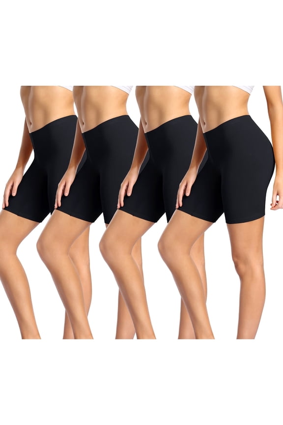 Women's Cotton Boyshorts Underwear, Anti-Chafing, Stretchy Long Leg Shorts, 4 Pack, Size 10
