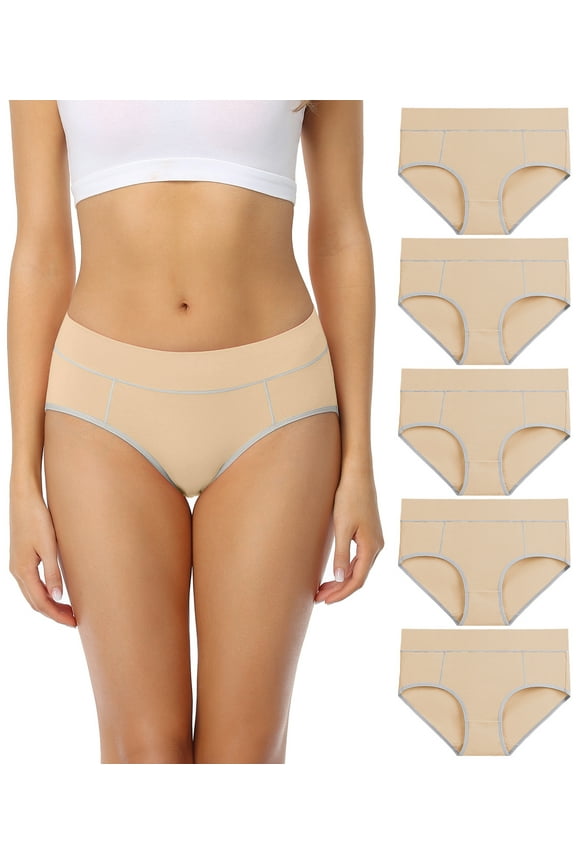 Women's Cotton Stretch Underwear Comfy Mid Waisted Briefs Ladies Breathable Panties Multipack Sizes 5-10
