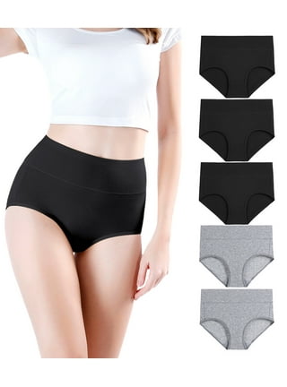 Wirarpa Women's Underwear High Waisted Full Coverage Cotton Briefs 4  Pack(S, Gery) 