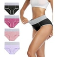 thumbnail image 1 of wirarpa Women's Cotton Underwear High Waist Briefs Panties 4 Pack Sizes 5-10, 1 of 6