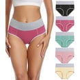 thumbnail image 1 of wirarpa Women's Cotton Underwear High Waist Briefs Panties Full Coverage Underpants 5 Pack Sizes 5-10, 1 of 6