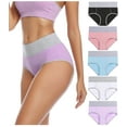 thumbnail image 1 of wirarpa Women's Cotton Underwear High Waist Briefs Panties Full Coverage Underpants 5 Pack Sizes 5-10, 1 of 6
