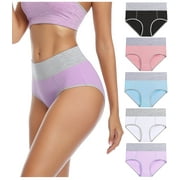 wirarpa Women's Cotton Underwear High Waist Briefs Panties Full Coverage Underpants 5 Pack Sizes 5-10
