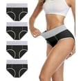 thumbnail image 1 of wirarpa Women's High Waisted Cotton Briefs, 4 Pack, Sizes 5-10, Black, 1 of 6