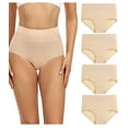 thumbnail image 1 of wirarpa Women's High Waisted Cotton Briefs, Full Coverage, 4 Pack (Large, Beige), 1 of 6