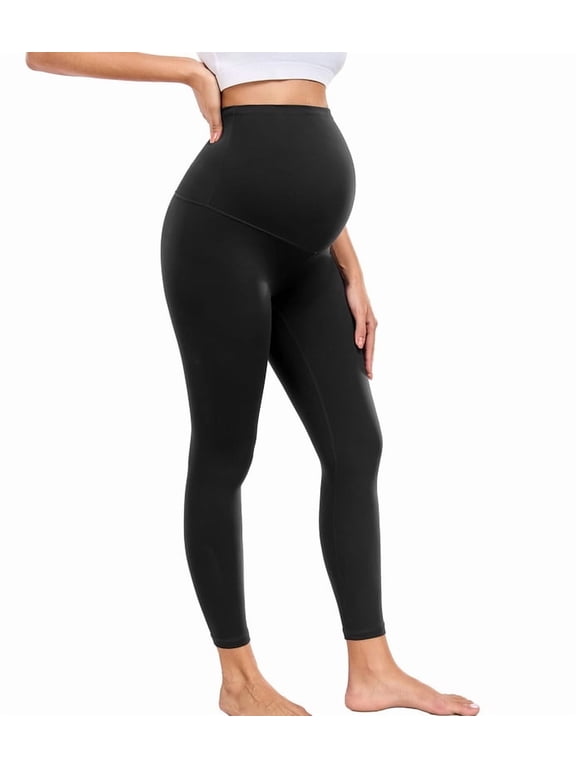 Women's Maternity Leggings Over Bump 25" Workout Leggings Pregnancy Soft Belly Support Yoga Pants