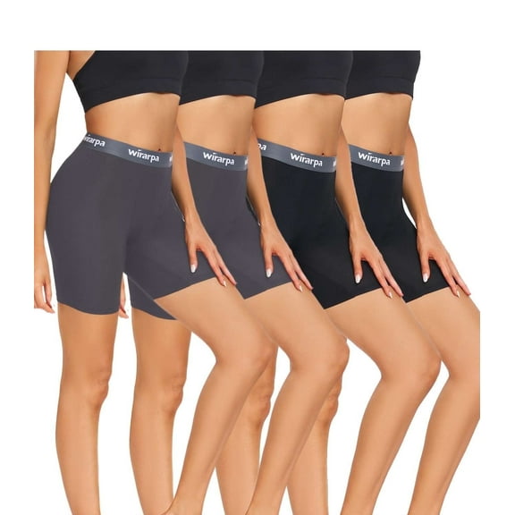 wirarpa Women's Modal Boxer Briefs Anti Chafing Shorts Ultra Soft Boyshorts for Under Dress 4 Pack Black Grey Size 3X-Large