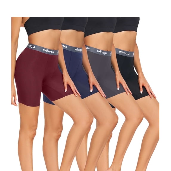 wirarpa Women's Modal Boxer Briefs Anti Chafing Shorts Ultra Soft Boyshorts for Under Dress 4 Pack Multicolor Size 2X-Large