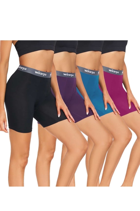 Women's Modal Boxer Briefs Anti Chafing Shorts Ultra Soft Boyshorts for Under Dress 4 Pack Multicolor Size Medium