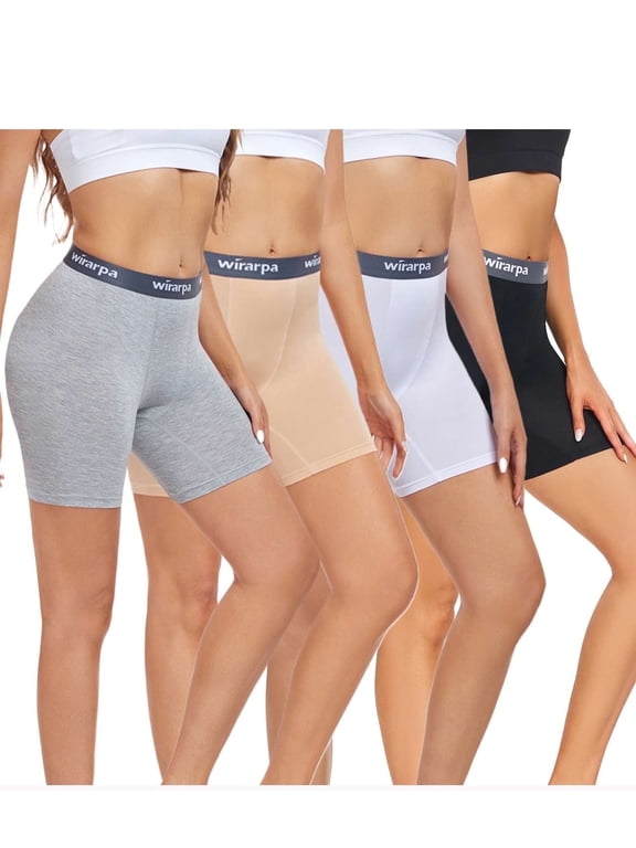 Women's Modal Boxer Briefs Anti Chafing Shorts Ultra Soft Boyshorts for Under Dress 4 Pack Multicolor Size Medium