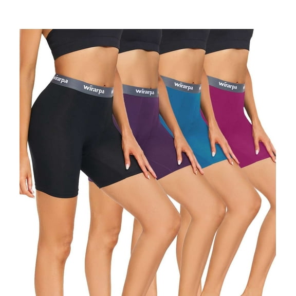 wirarpa Women's Modal Boxer Briefs Anti Chafing Shorts Ultra Soft Boyshorts for Under Dress 4 Pack Multicolor Size Small