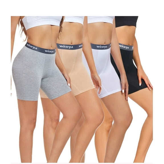 wirarpa Women's Modal Boxer Briefs Anti Chafing Shorts Ultra Soft Boyshorts for Under Dress 4 Pack Multicolor Size Small