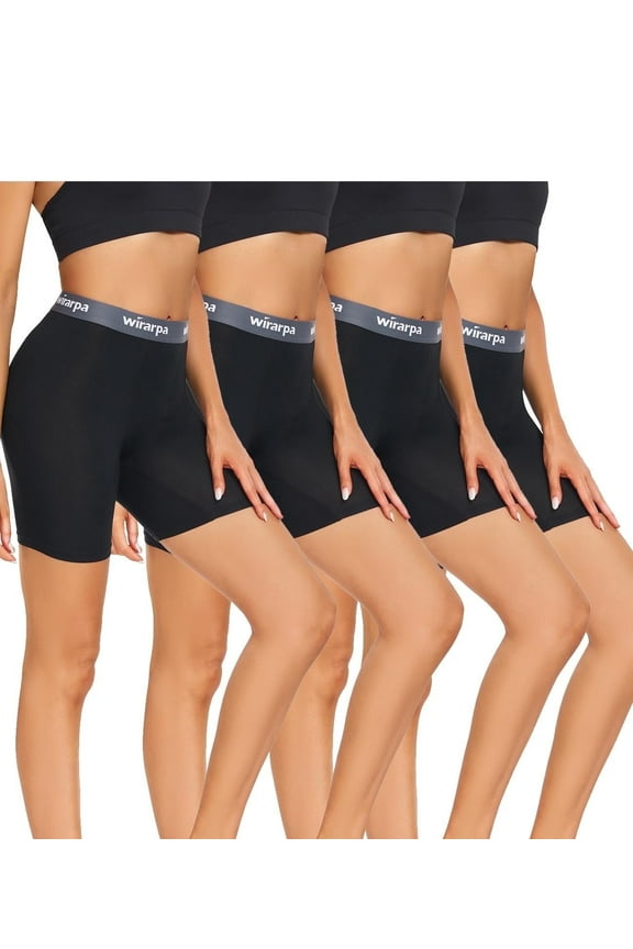 Women's Modal Boxer Briefs Anti Chafing Shorts Ultra Soft Boyshorts for Under Dress 4 Pack Size L Black