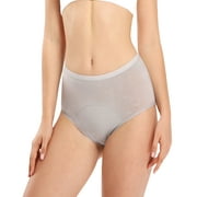 wirarpa Women's Period Panties Girls Leakproof Soft Underwear Jacquard Easy Clean Postpartum Briefs 1 Pack Grey Large