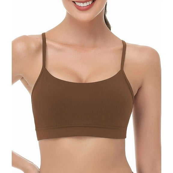 wirarpa Women's Sports Bra Buttery Soft Y Back Padded Low Impact Spaghetti Thin Strap Workout Yoga Top