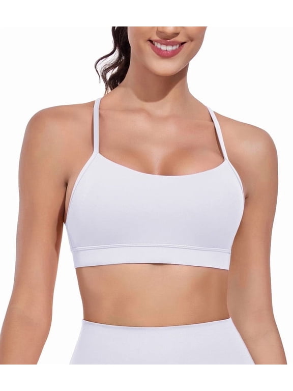 Women's Sports Bra Buttery Soft Y Back Padded Low Impact Spaghetti Thin Strap Workout Yoga Top