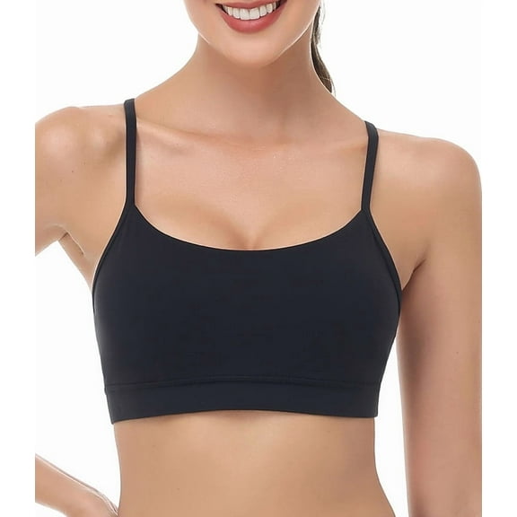wirarpa Women's Sports Bra Buttery Soft Y Back Padded Low Impact Spaghetti Thin Strap Workout Yoga Top