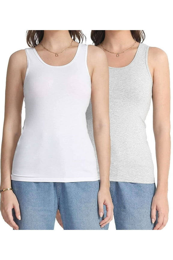Women's Tank Tops Cotton Undershirts Tanks Top Comfy Camis Base Layer 2-Pack
