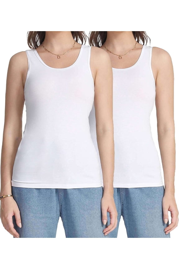 Women's Tank Tops Cotton Undershirts Tanks Top Comfy Camis Base Layer 2-Pack