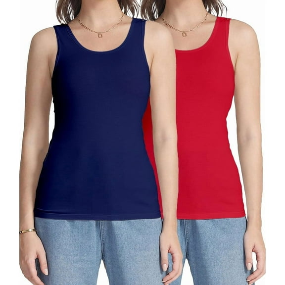 wirarpa Women's Tank Tops Cotton Undershirts Tanks Top Comfy Camis Base Layer 2-Pack