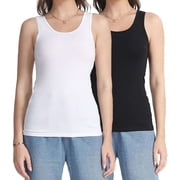 wirarpa Womens Tank Tops Cotton Undershirts Tanks Top Comfy Camis Base Layer 2-Pack