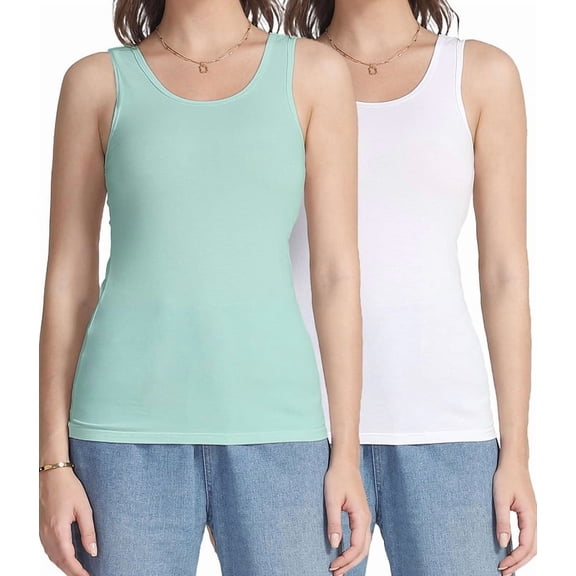 wirarpa Women's Tank Tops Cotton Undershirts Tanks Top Comfy Camis Base Layer 2-Pack