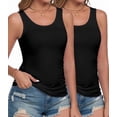 thumbnail image 1 of wirarpa Women's Tank Tops Micro Modal Undershirts Summer Camis 2-Pack Black S-2XL, 1 of 7