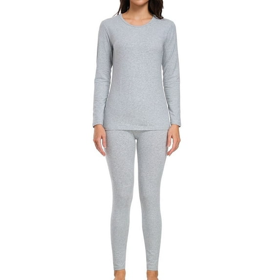 wirarpa Women's Lightweight Thermal Underwear Set,Cozy Cotton Long Johns Pajamas for Fall & Winter Grey S-2XL