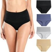 wirarpa Women's Tummy Control Panties No Muffin Top Briefs Underwear 4 Pack Sizes 5-10