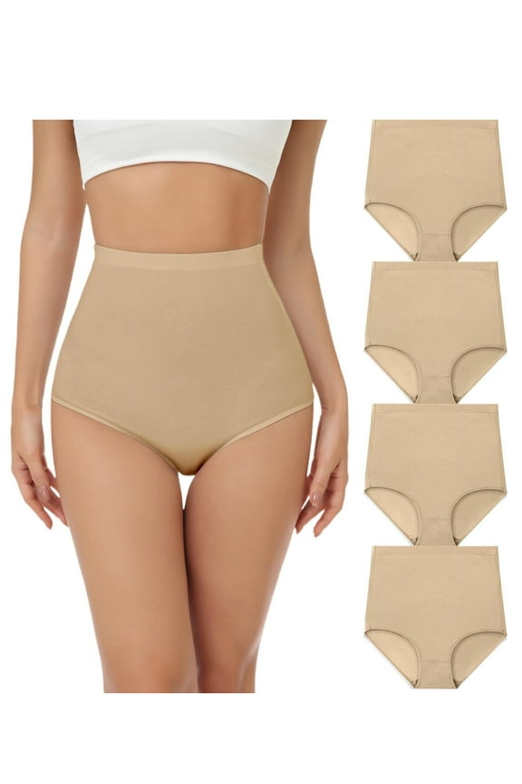 Women's Cotton Stretch Full Coverage Panties, Beige 4-Pack