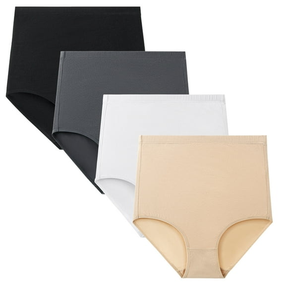 Wirarpa Women's Cotton Stretch Full Coverage Briefs, 4-Pack