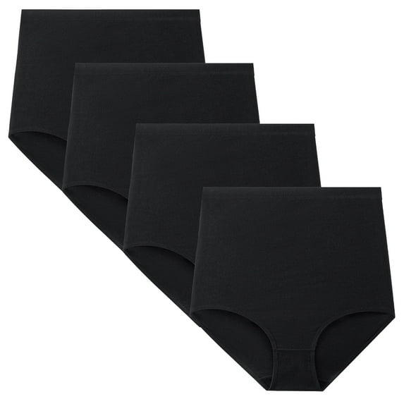 Wirarpa Women's Cotton Stretch Full Coverage Leisure Panties, Black 4-Pack
