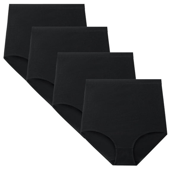 Wirarpa Women's Cotton Stretch Full Coverage Leisure Panties, Black 4-Pack
