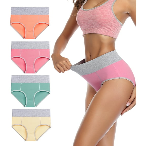 wirarpa Women's Underwear High Waist Briefs Ladies Cotton Panties 4 Pack Sizes 5-10