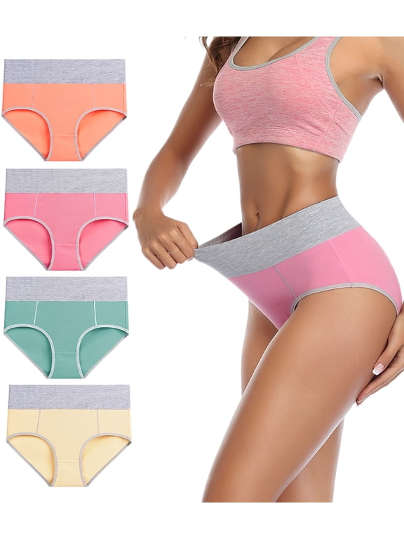 Women's Comfortable High Waist Cotton Underpants, 4 Pack (Sizes 5-10)