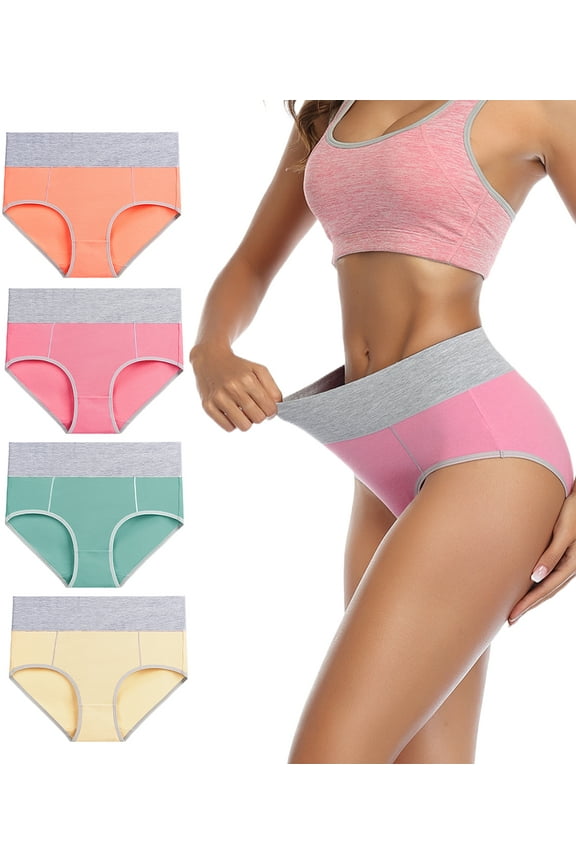 Women's Comfortable High Waist Cotton Underpants, 4 Pack (Sizes 5-10)
