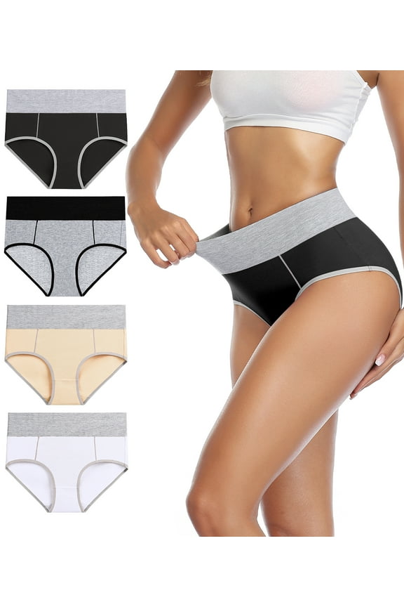 Women's Underwear High Waist Briefs Ladies Plus Size Panties 4 Pack Sizes 5-10