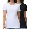 thumbnail image 1 of wirarpa Womens 2 Pack Crew Neck T-Shirts Short Sleeve Summer Tops Fashion Basic Tees Black/White Size 2X-Large, 1 of 6