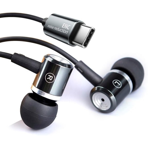 wired Ear buds with Mic Noise Cancellation Dynamic Bass In-ear Headphones | USB C Plug,Call Microphone Noise Cancelling wired Earphone,Sound-Isolating High fidelity USB Type C earbud with DAC audio