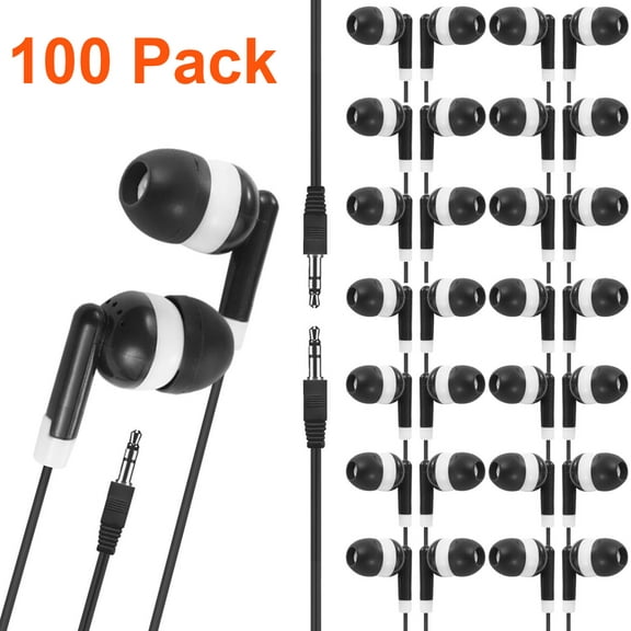 wired earbuds for school, 100 Pack bulk disposable headphones for classroom tideseer