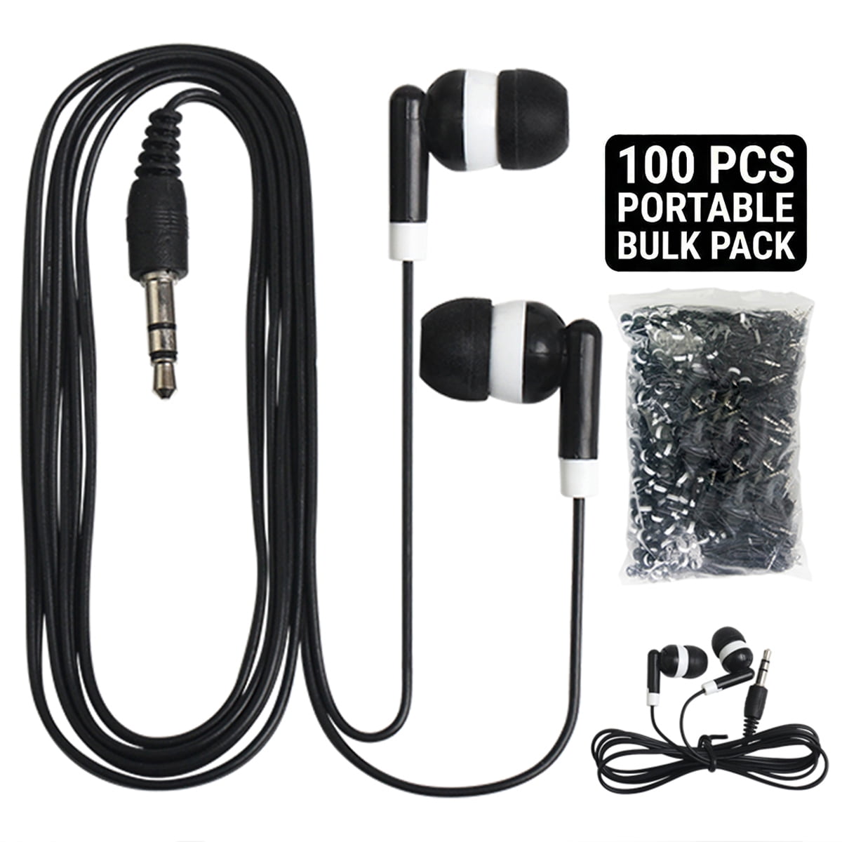wired earbuds for school, 100 Pack bulk disposable headphones for classroom tideseer