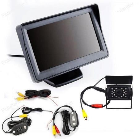 wireless 4.3 Inch Car Monitor TFT LCD screen display 2 video input with night vision Rearview revesing parking Camera kit