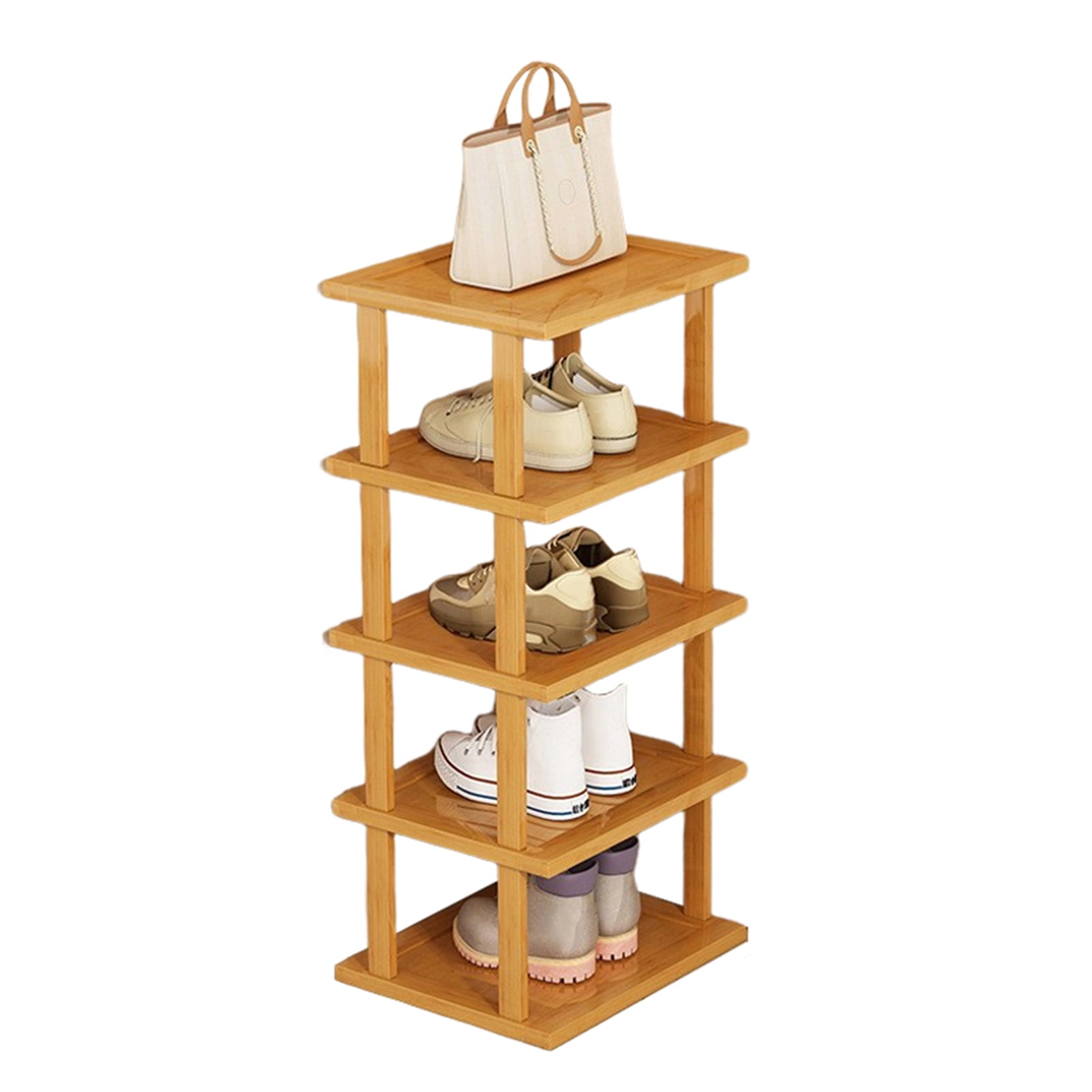 wirlsweal 5/7/8 Tiers Vertical Shoe Rack, Wood Narrow Shoe Rack, Small Shoe Organizer, Space