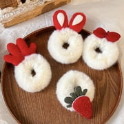 wirlsweal Autumn Winter Plush Hair Tie Cute Rabbit Ear Deer Horn Bowknot Carrot Soft Women Girls Ponytail Holder Hair Rope Christmas New Year Hair Accessories