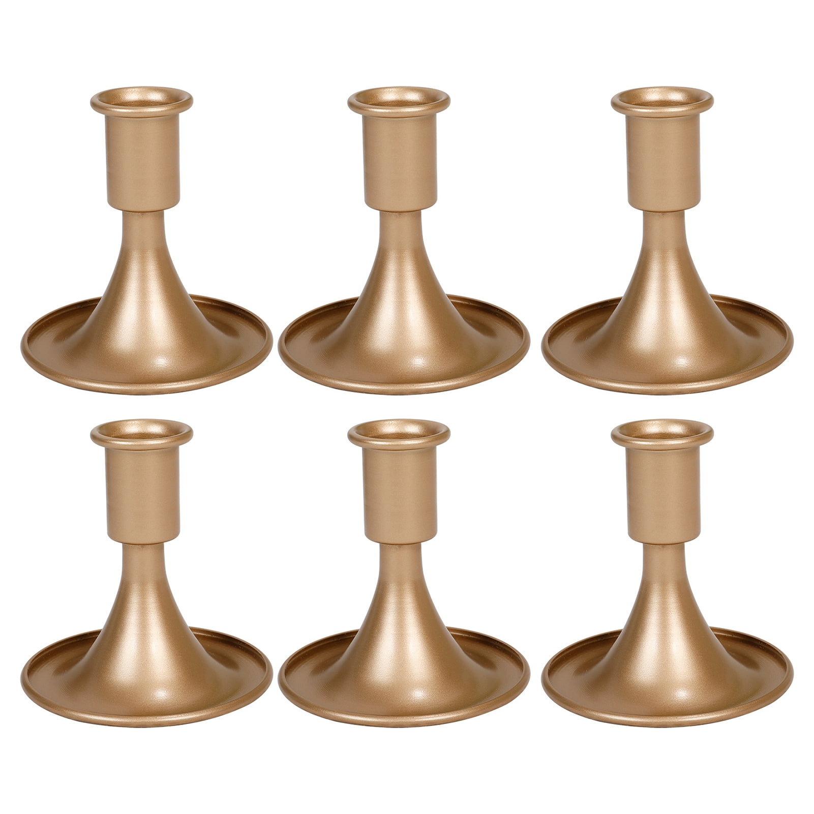 wirlsweal Christmas Candle Holder Golden Candle Holder 1/6pcs Dinner Golden Taper Candle Holder